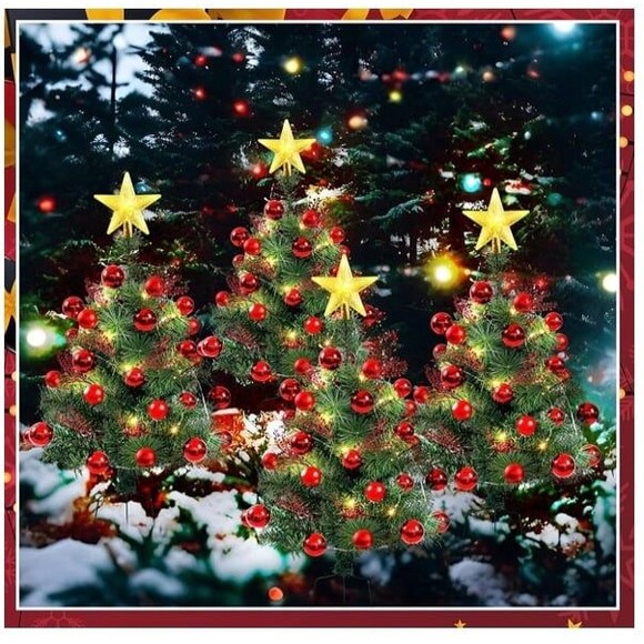4 Pack 30” Christmas Tree Planter Holliday Insert USB Pre Lit Artificial NEW R5 - Picture 7 of 7